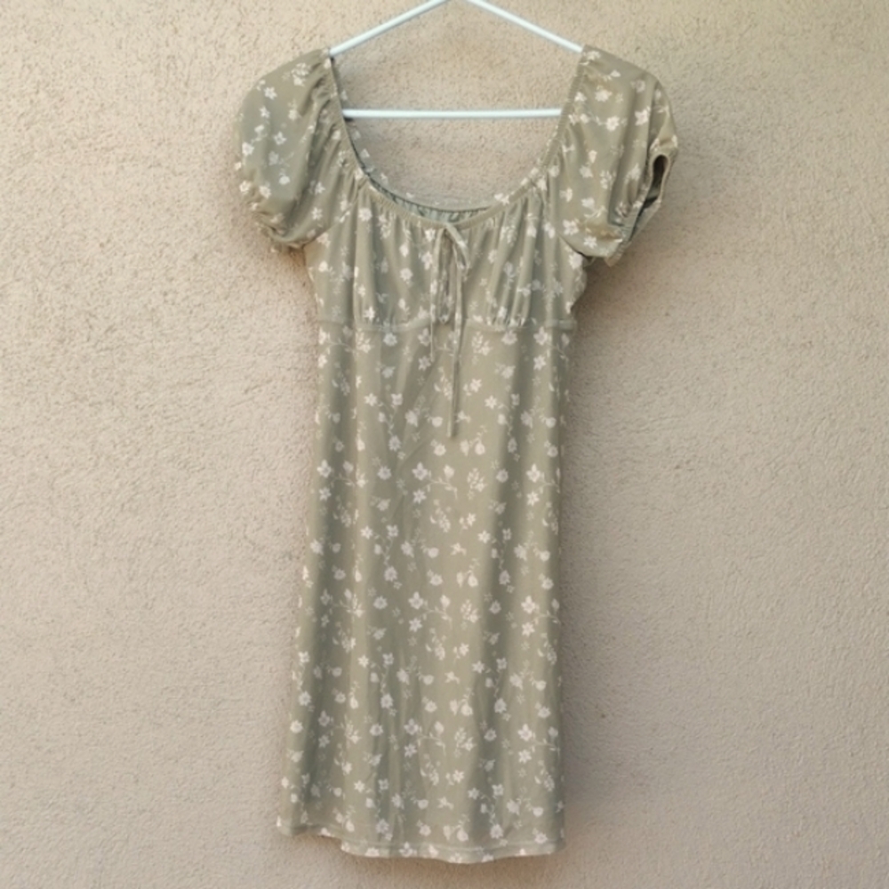 So Sage Floral Peasant Mesh Dress Juniors XS